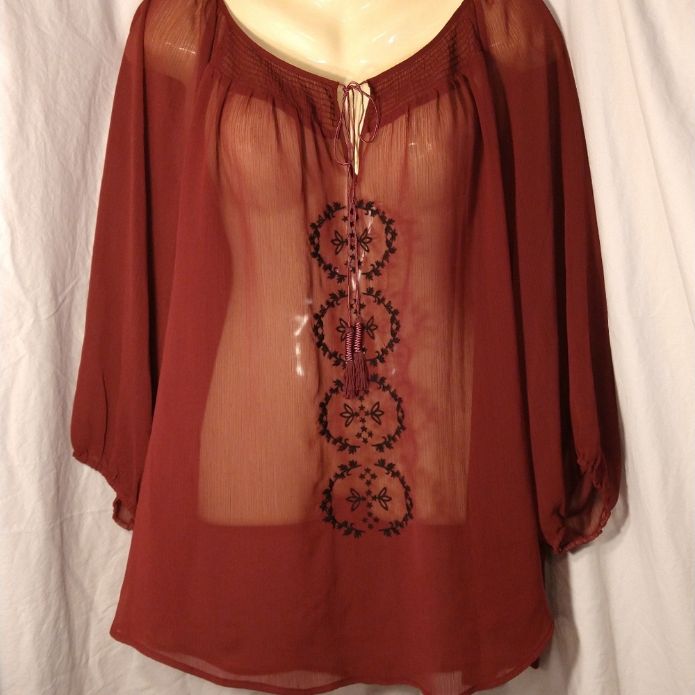 BOHO STYLE SHEER TUNIC BLOUSE SIZE 3X